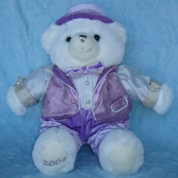 💜 2004 DanDee Easter Keepsake Teddy Bear Toy Stuffed Animal Lavender Purple Tux - Picture 6 of 11